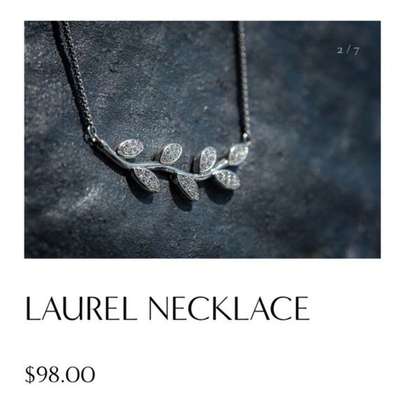 Laurel Necklace - Platinum Plated/ 42 Prong Set White Cubic Zirconia - Picture 4 of 5